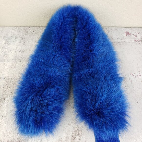 Vintage Genuine Fox Fur Headband Adjustable Size Royal Blue - Picture 13 of 14